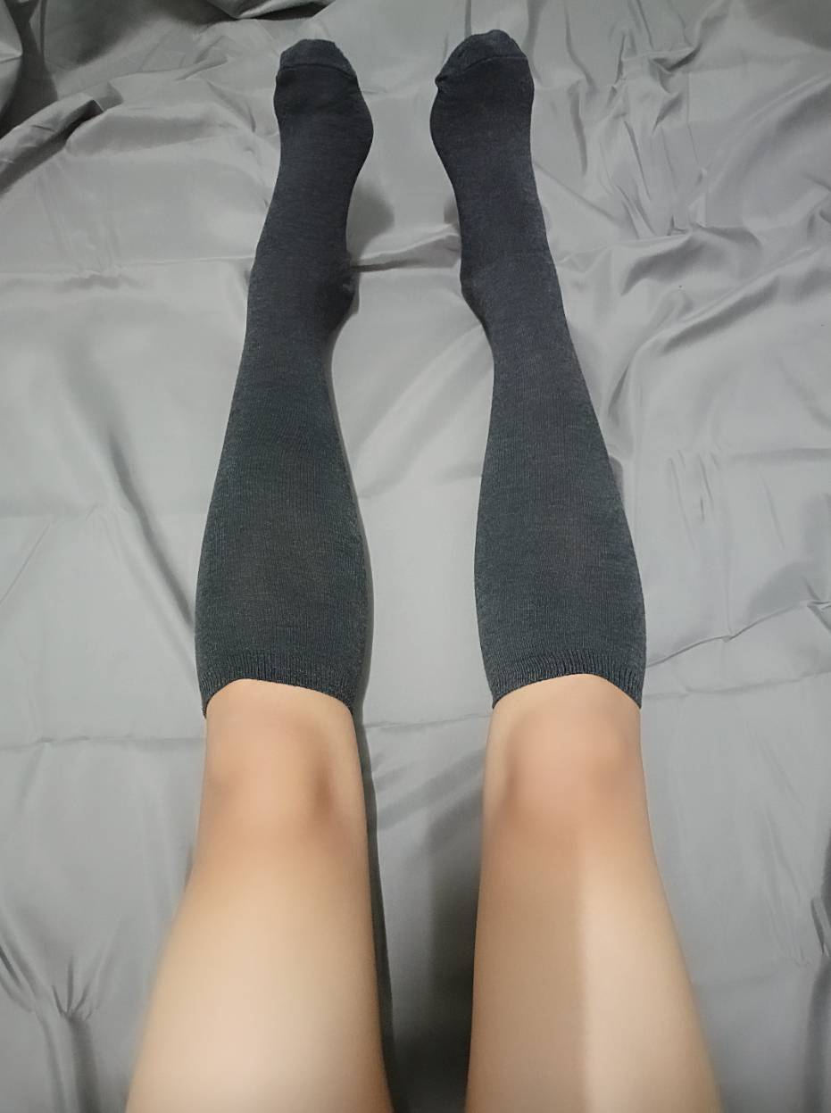 Lucy - Worn Socks Gray Knee Socks Uniform Socks