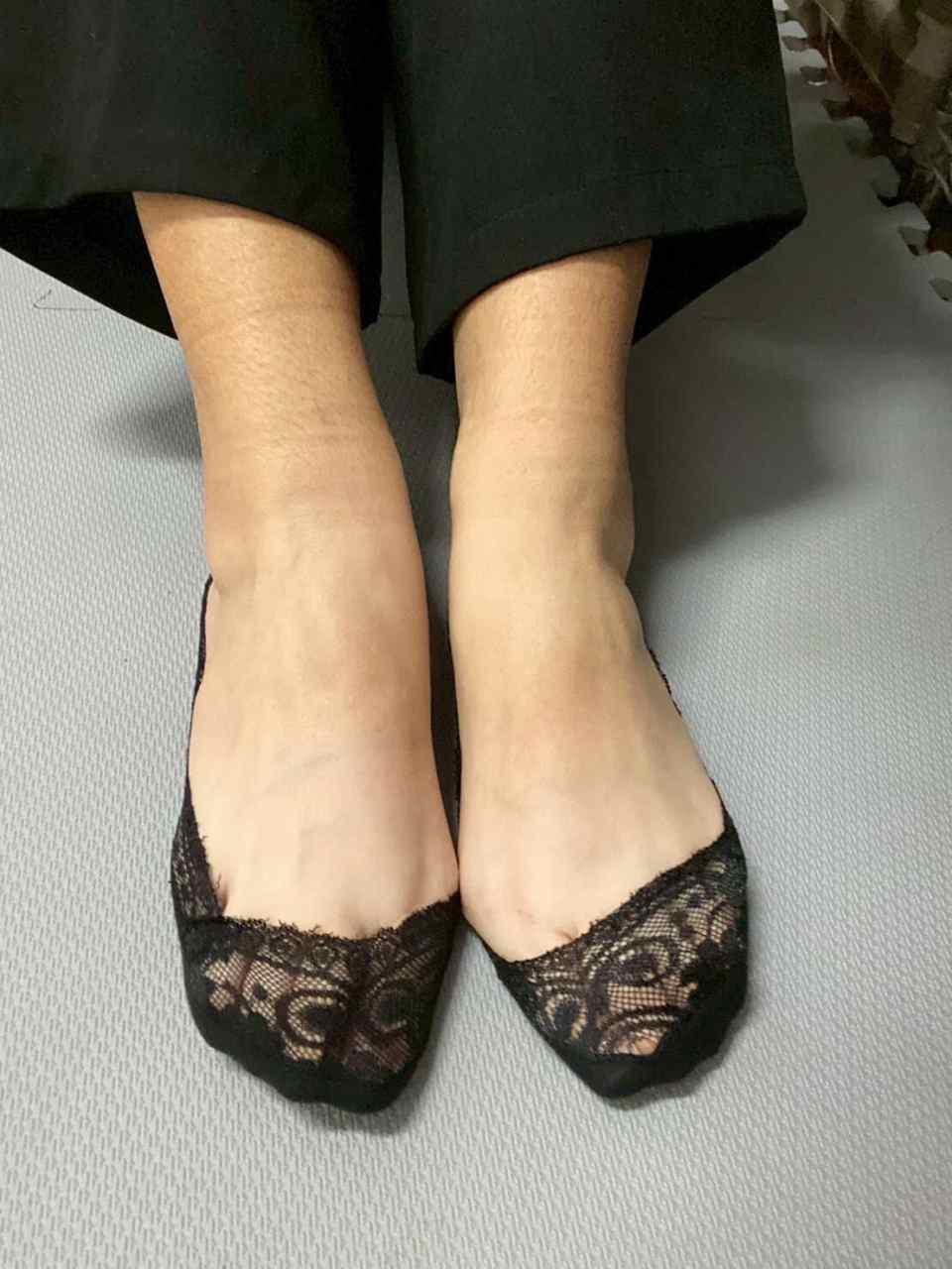 默默 － 原味襪子 黑色蕾絲 隱形襪 船襪