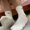 默默 － 原味襪子 白色 Nike襪 小腿襪 厚底