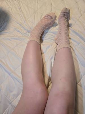 Rin - Worn Socks Nude Heart Sheer Socks Ankle Socks