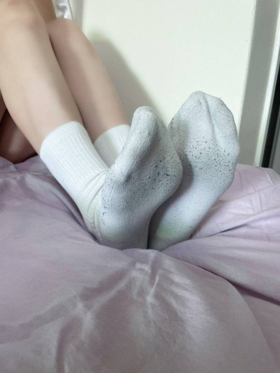 芸芸 － 原味襪子 直條紋 白色小腿襪 日本學生襪