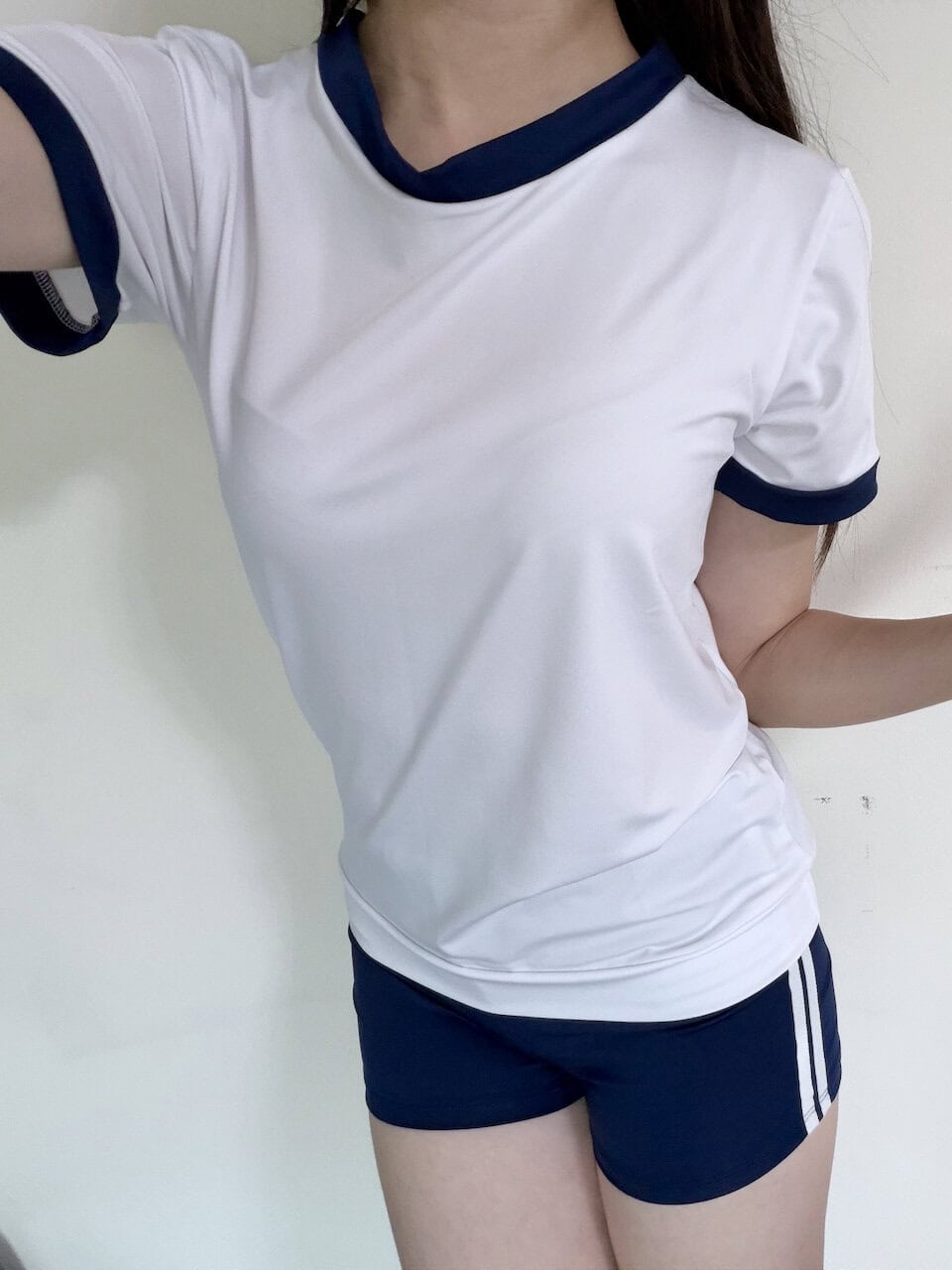 Yun – Worn Bodysuit Japanese School Gym Uniform – Long Top Only, Blue