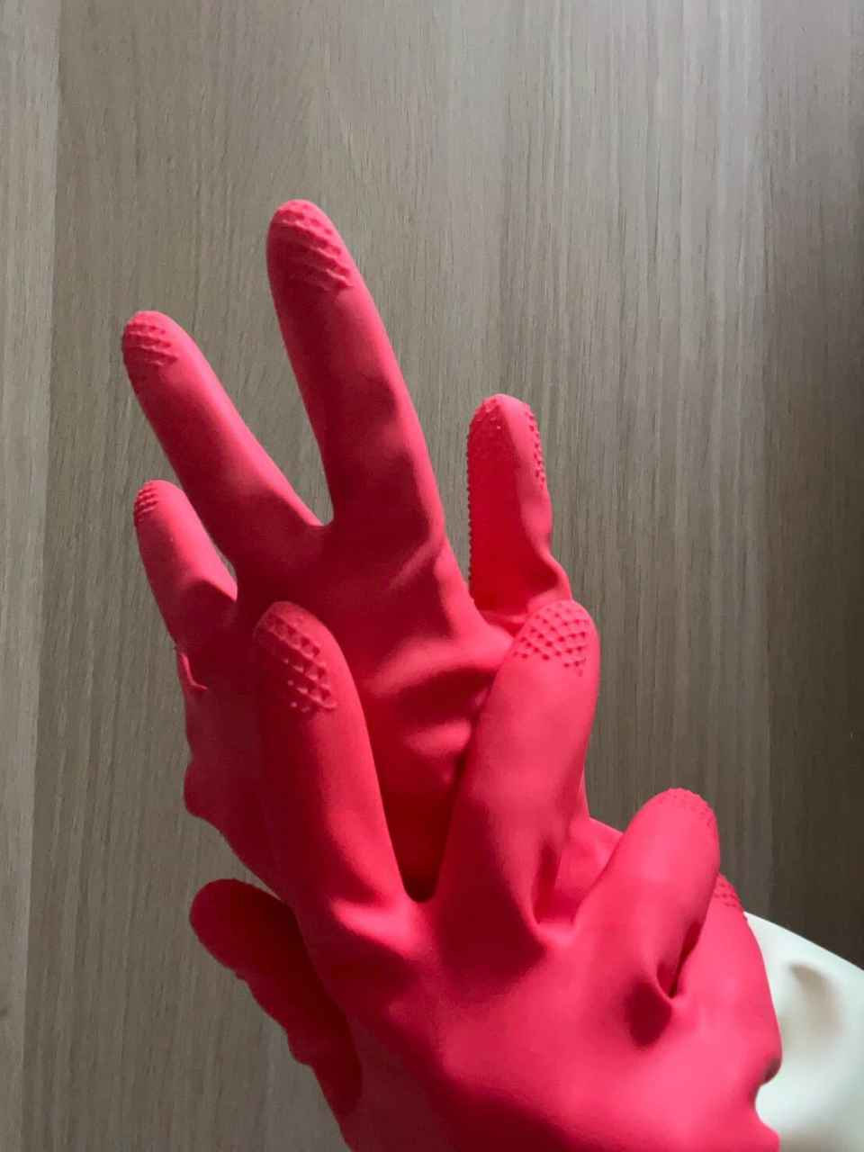 暮然 － 原味手套 紅白色 洗碗手套 乳膠手套