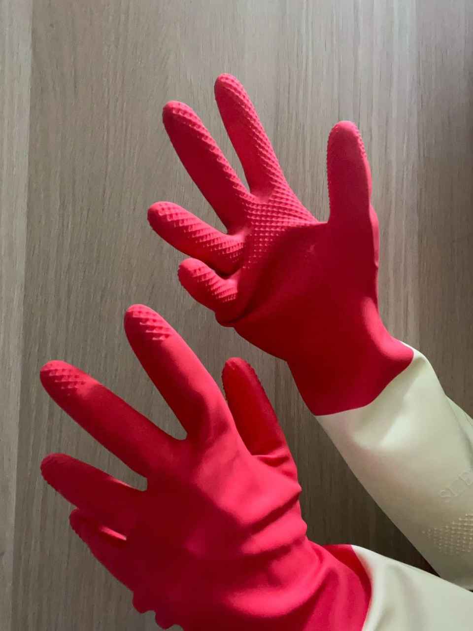 暮然 － 原味手套 紅白色 洗碗手套 乳膠手套