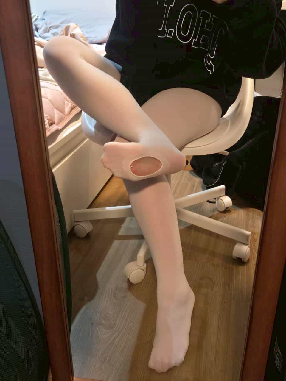 凜蒼 － 原味襪子 白色褲襪 打洞舞蹈襪