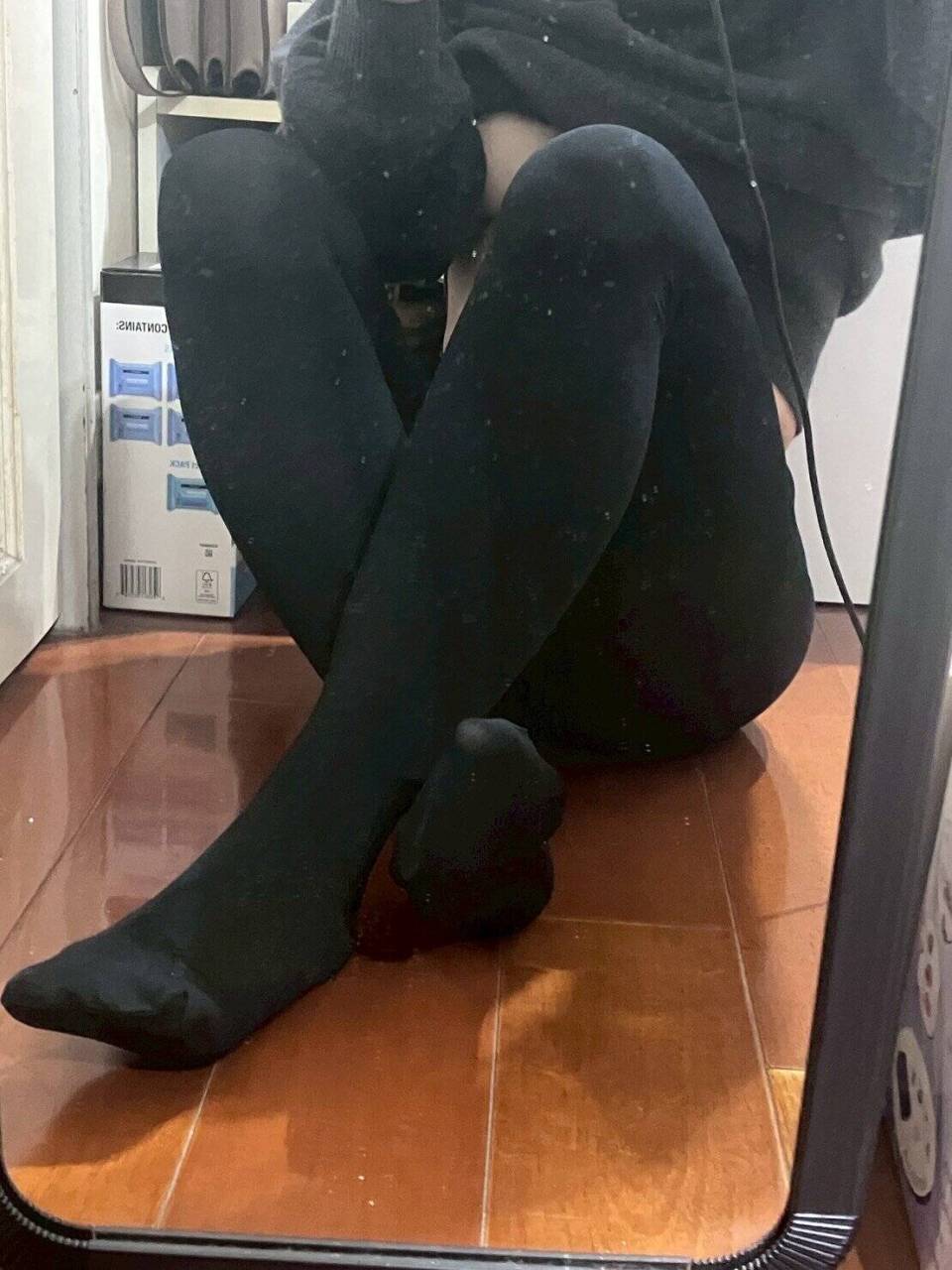 木易 － 原味襪子 黑色褲襪 厚黑 黑絲