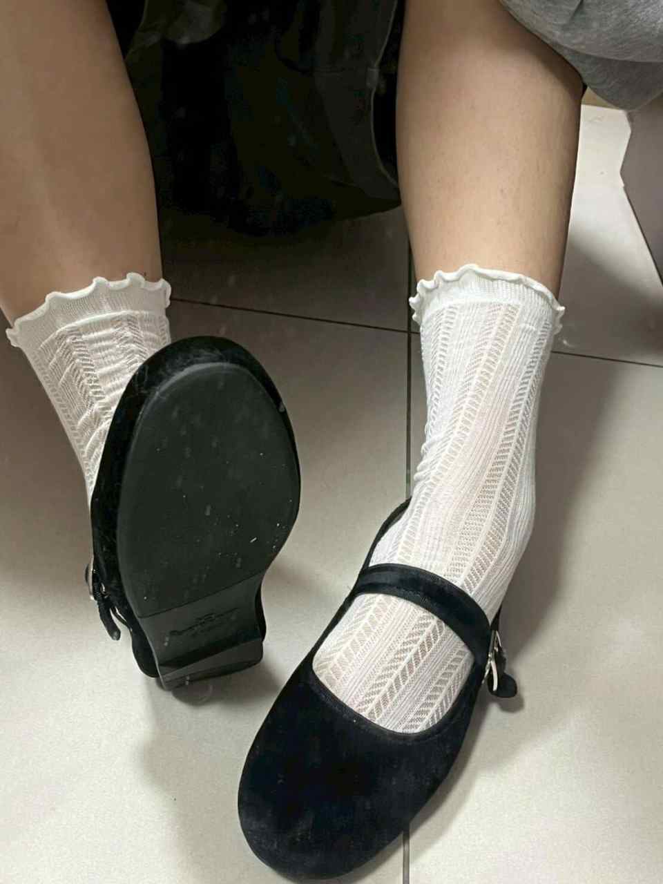 暮然 － 原味鞋子 黑色 絨布面 瑪莉珍小皮鞋