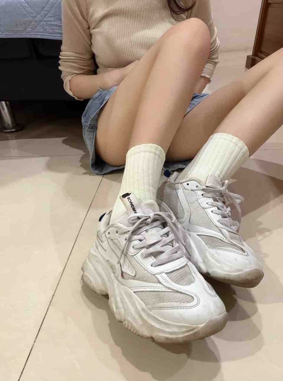 妍妍 － 原味鞋子 北歐小刺蝟 FLOW608 老爹鞋 白色 23cm