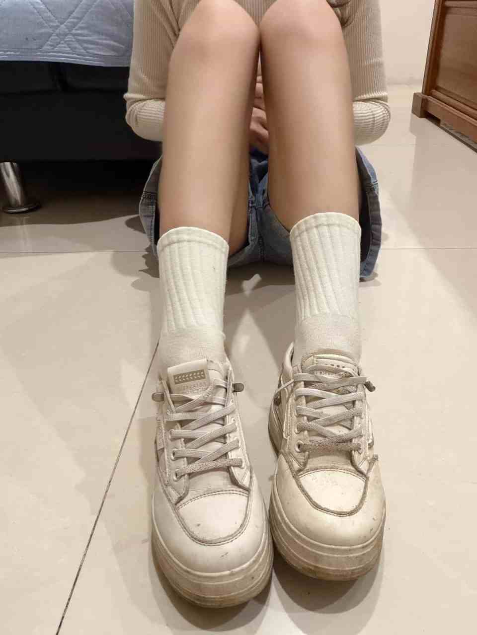 妍妍 － 原味鞋子 白色增高鞋 板鞋 23cm