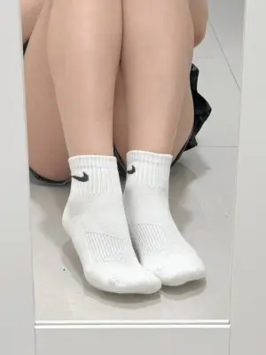 小智 － 原味襪子 白色 Nike襪 中筒襪 厚款
