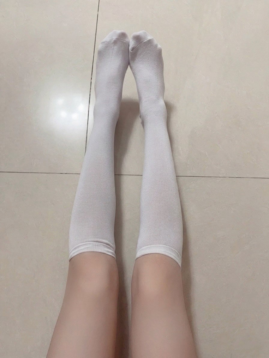 S02800401 YanYan - Worn Socks White Knee Socks Uniform Socks