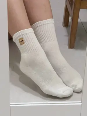 小智 － 原味襪子 餅乾刺繡 中筒襪