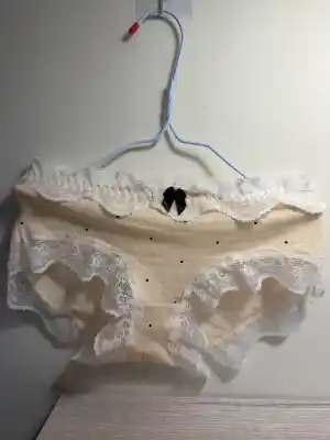 喬喬 － 原味內褲 黃色點點 蕾絲蝴蝶結 棉質內褲